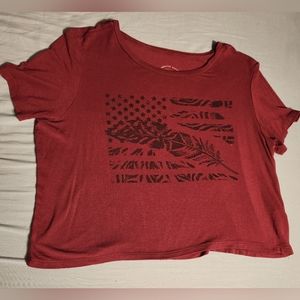 American Eagle scoop neck maroon crop top t-shirt